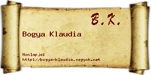Bogya Klaudia névjegykártya